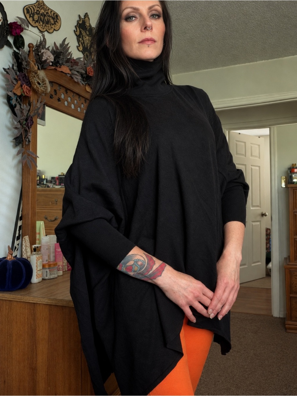 Killstar Black Turtleneck Poncho Sweater